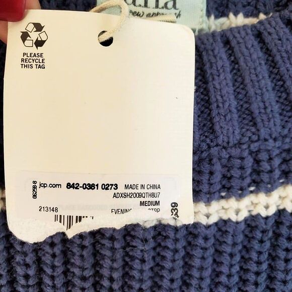 A.N.A. Womens Sweater Blue M  Striped Knit Crew Neck New - Picture 5 of 8